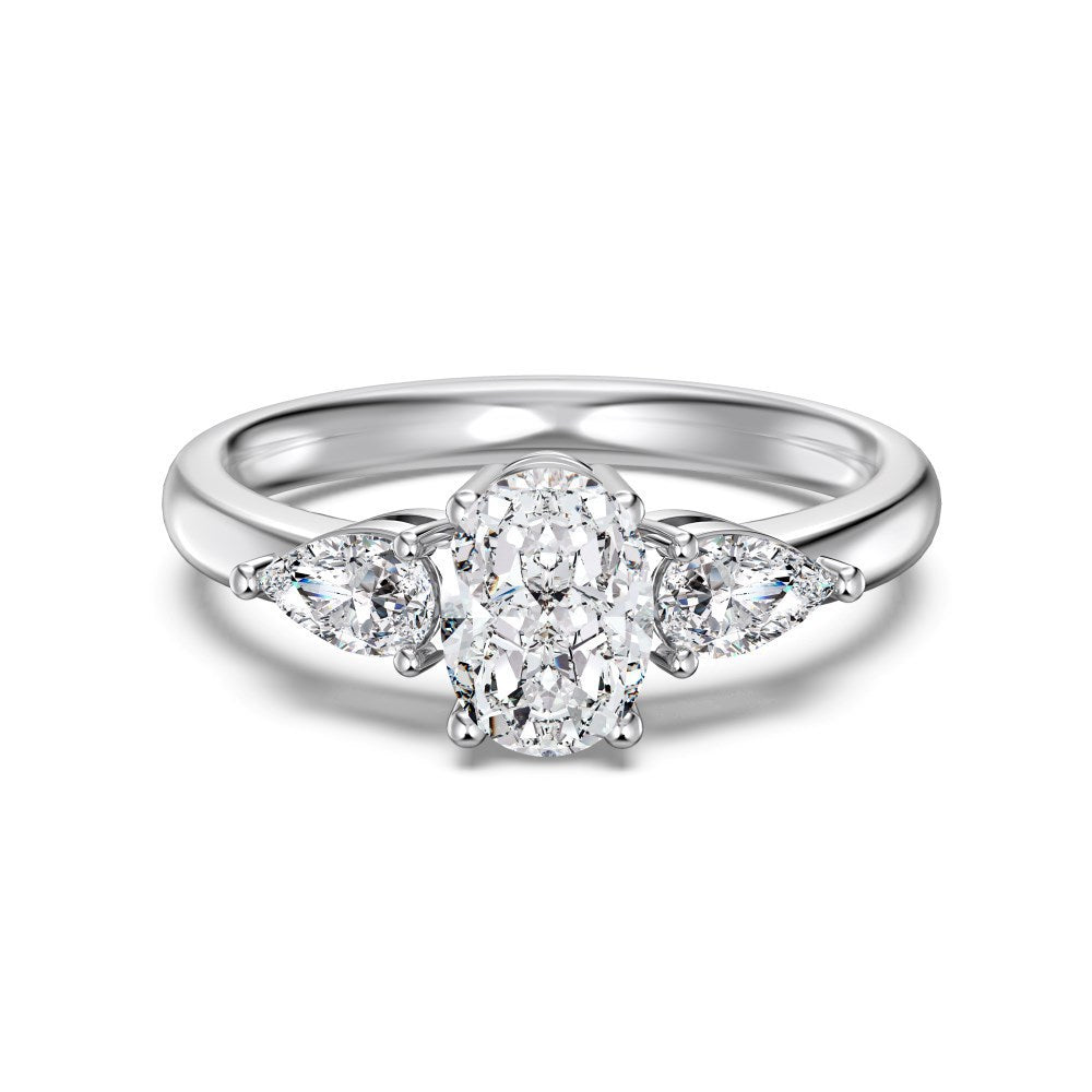 “Éclat Trinity” S925 Sterling Silver Three-Stone Zircon Ring
