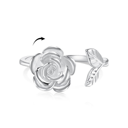 “Spinning Rose” 925 Sterling Silver Rotating Open Ring