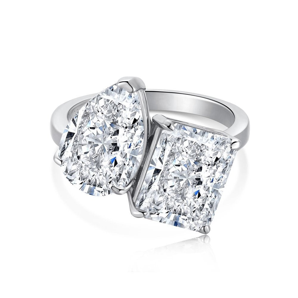 "Strahlendes Duo" 925 Sterling Silber Ring