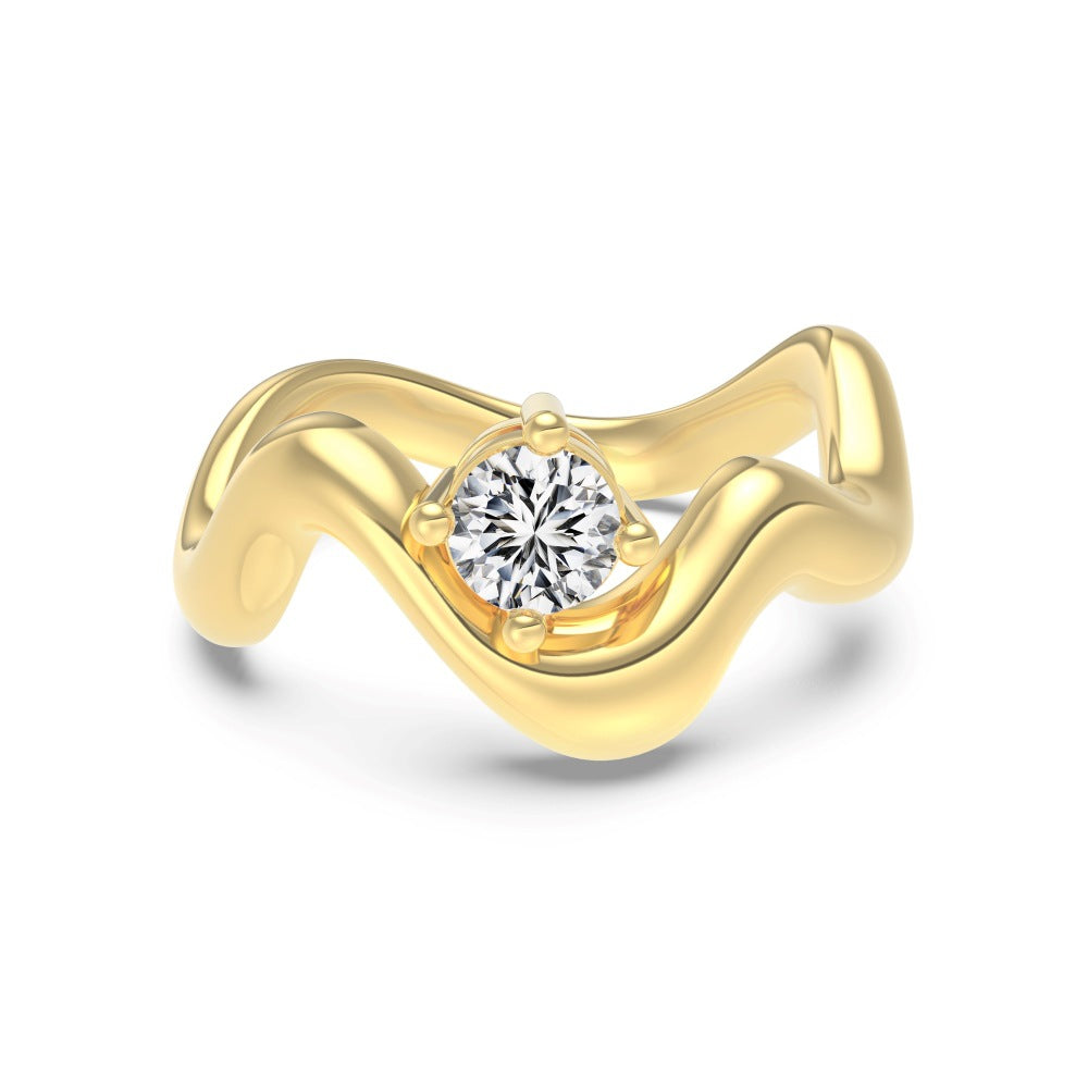 “Lumière Line” S925 Sterling Silver Irregular Line Stackable Ring