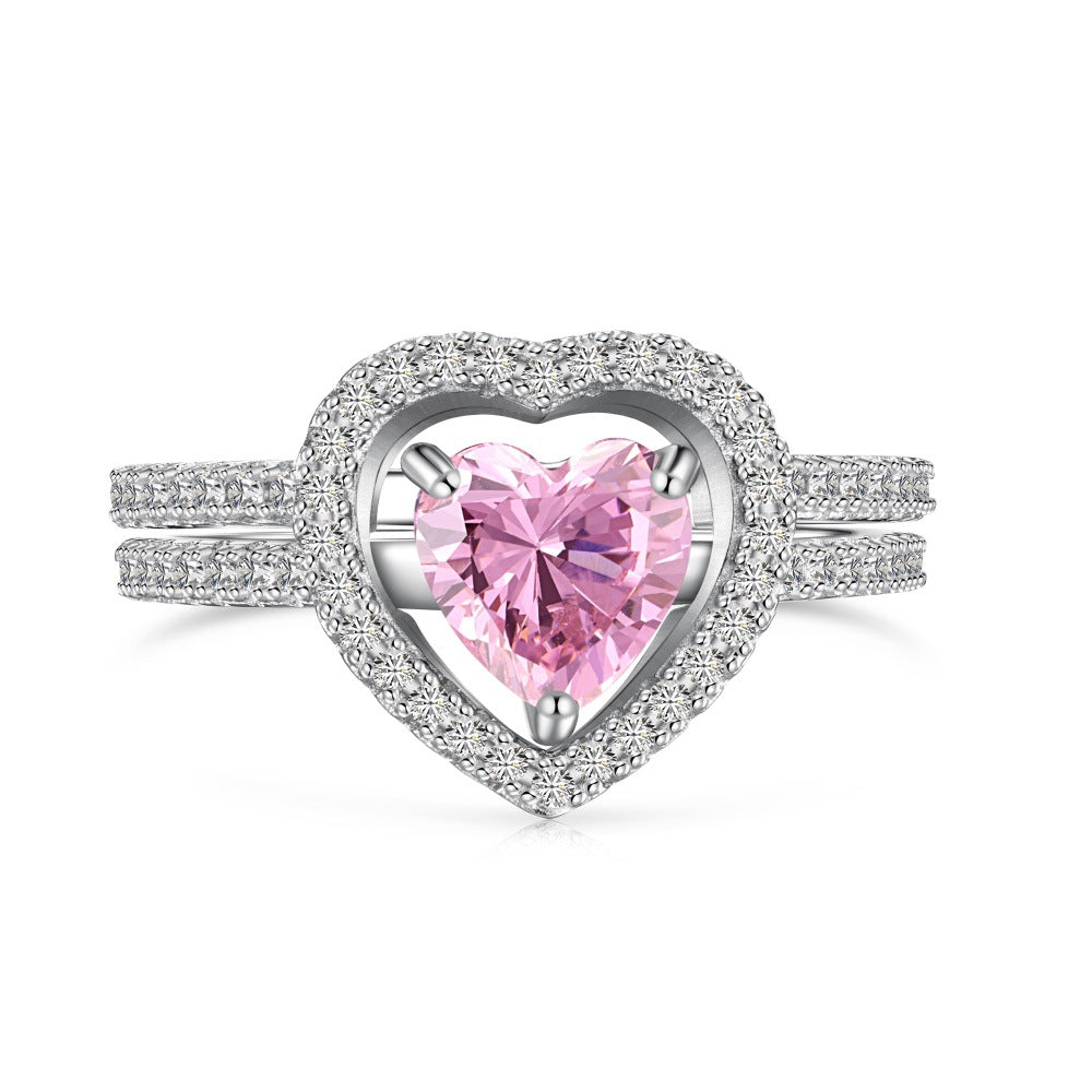 "Herzduett" 925 Sterling Silber Stapelring-Set