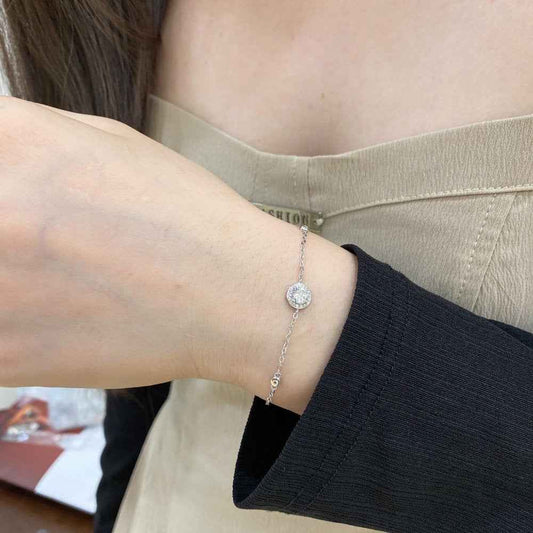 “Halo Whisper” S925 Sterling Silver Pavé Circle Bracelet