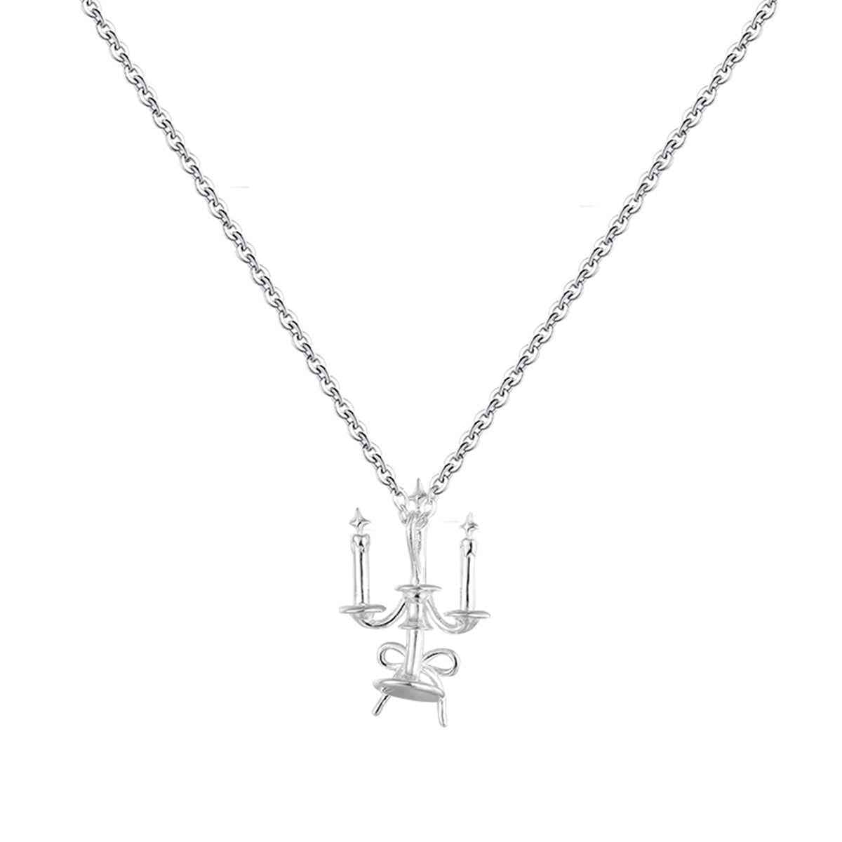 "Vintage Candlelight Bow" 925 Sterling Silver Pendant Necklace