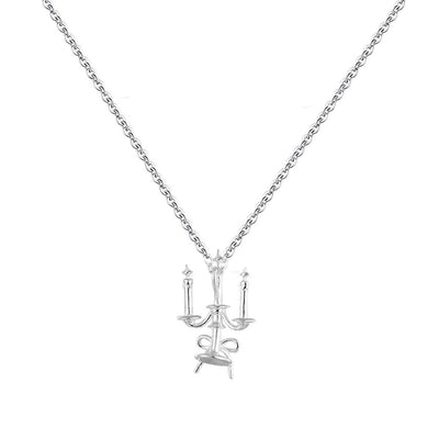 "Vintage Candlelight Bow" 925 Sterling Silver Pendant Necklace