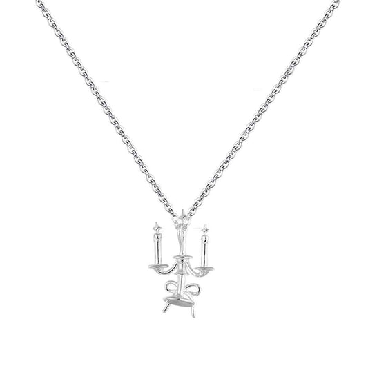 "Vintage Candlelight Bow" 925 Sterling Silver Pendant Necklace