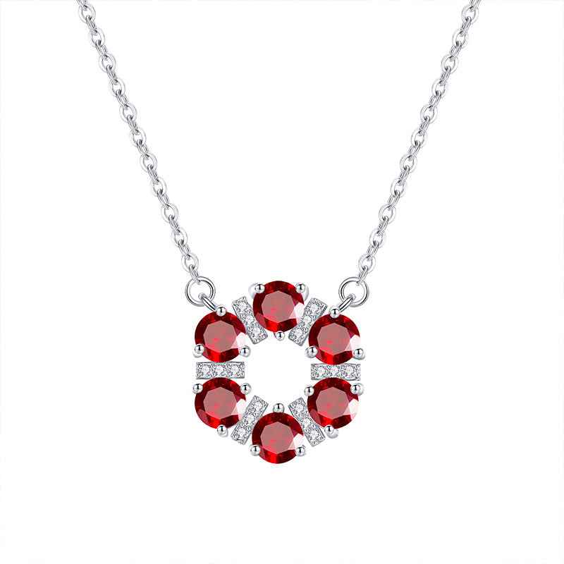 “Crystal Wreath” S925 Sterling Silver Crystal Halo Necklace