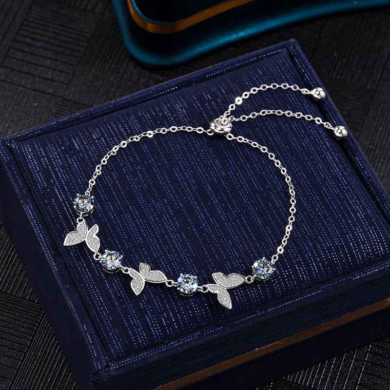 Butterfly Brilliance 925 Sterling Silver 0.5 CTW Moissanite Adjustable Bracelet
