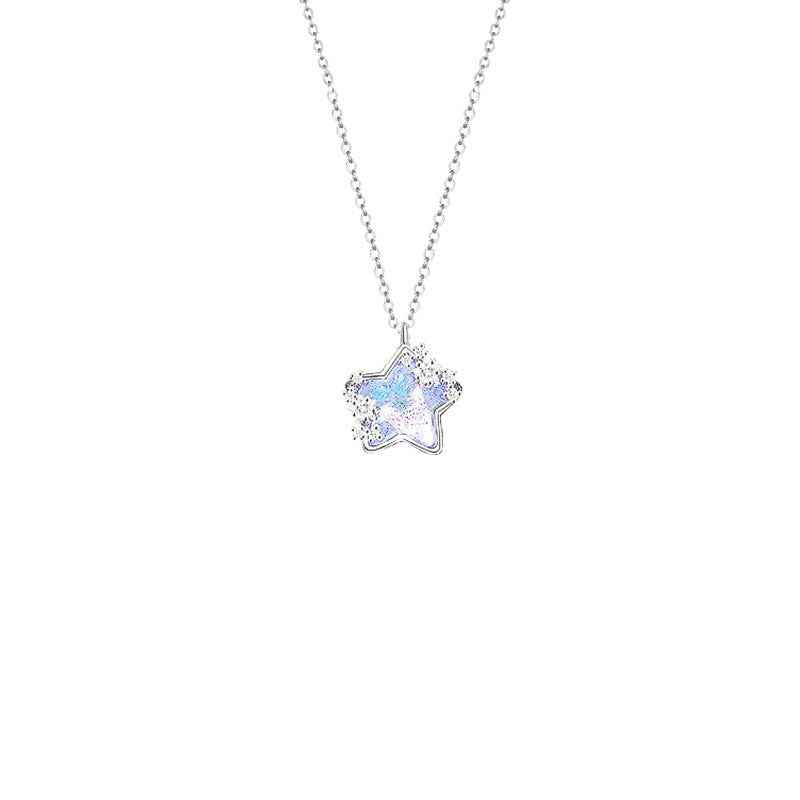 “Stellar Whisper” 925 Sterling Silver Moon & Star Color-Shift Necklace