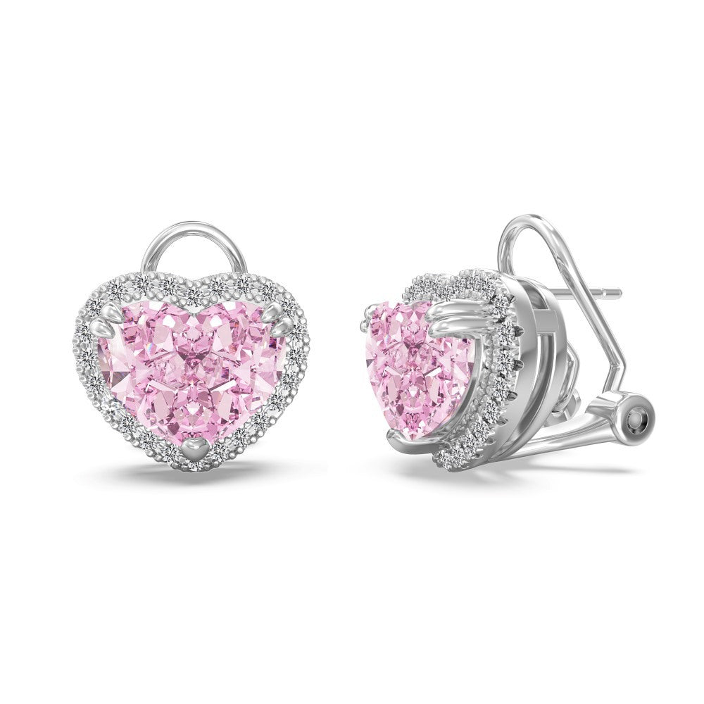 "Crystal Pink Heart" S925 Sterling Silver Jewelry Set