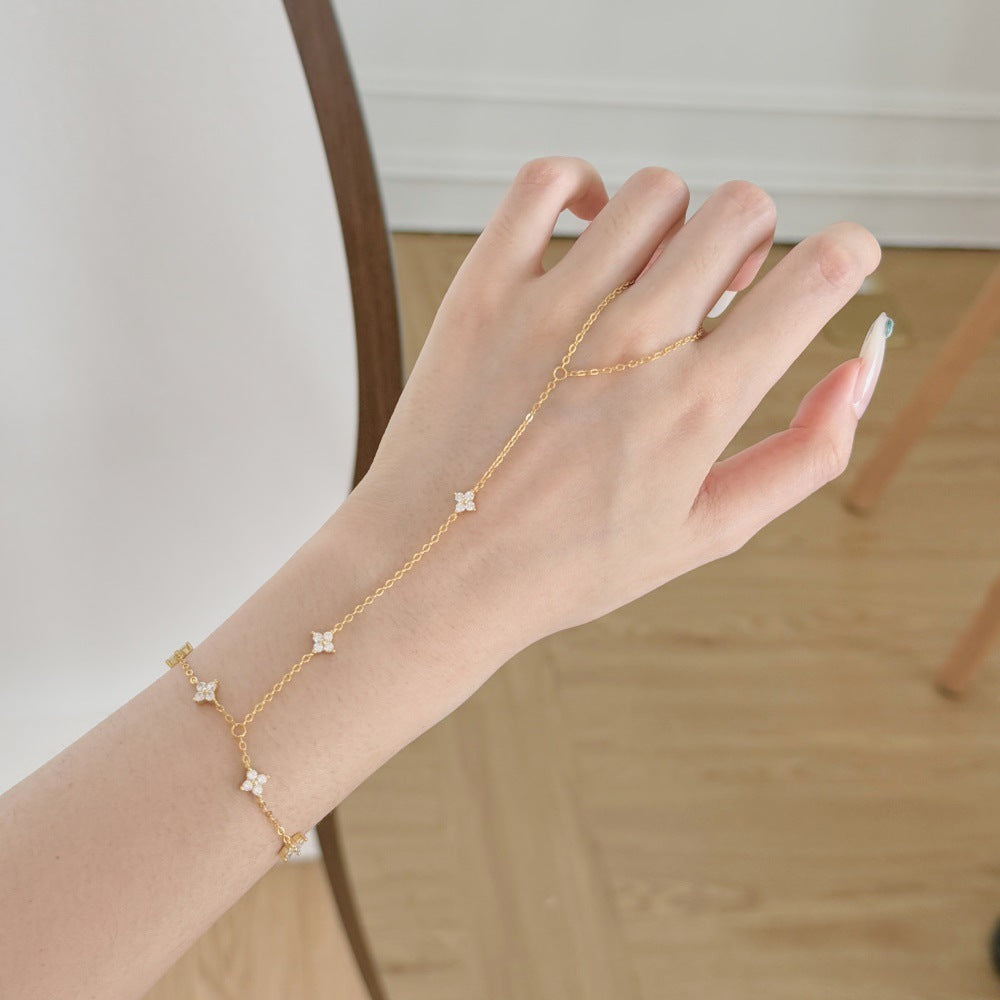 "Grace Link" S925 Sterling Silver Finger-Linked Bracelet