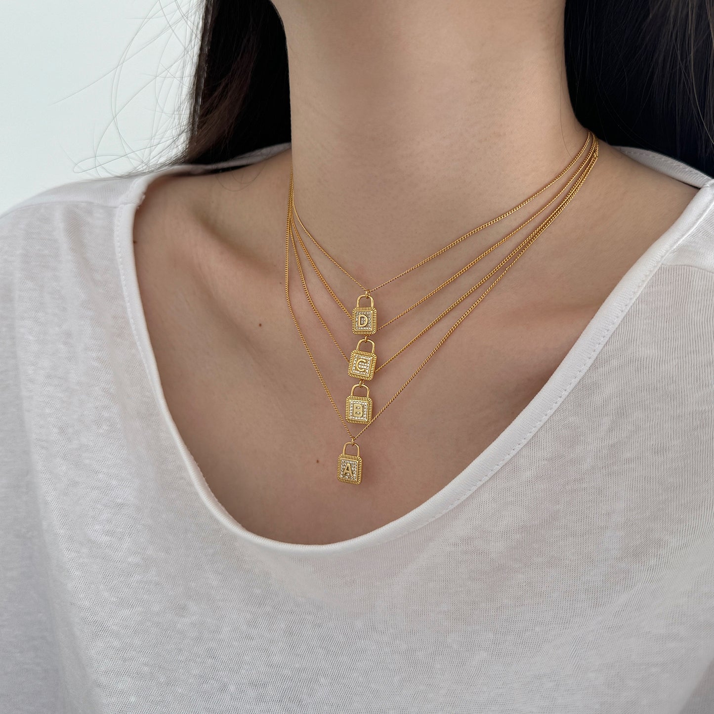 "Buchstaben-Charm" 925 Sterling Silber Halskette