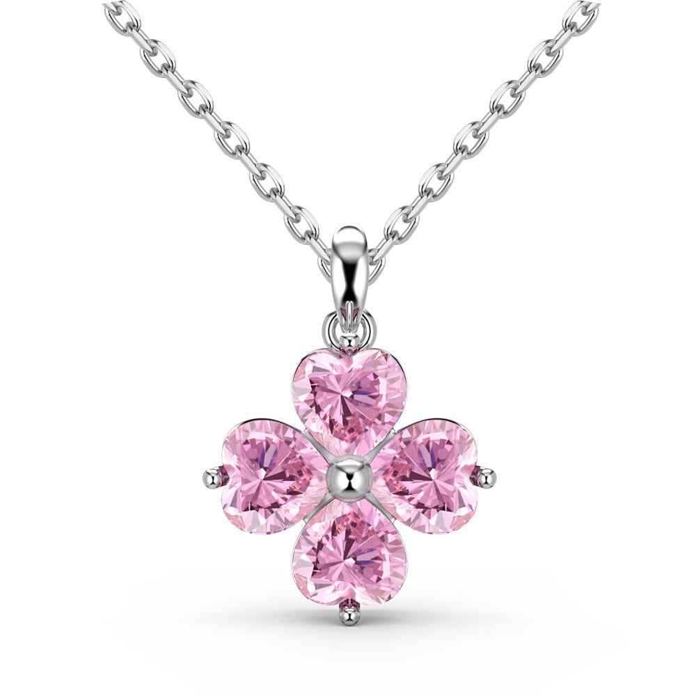 "Sakura Heart" 925 Sterling Silver Pink Zircon Jewelry Set