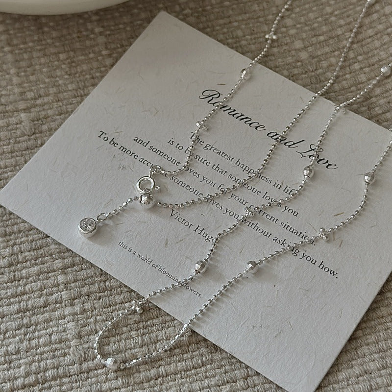 “Lumière Layer” S925 Sterling Silver Layered Bead Long Necklace