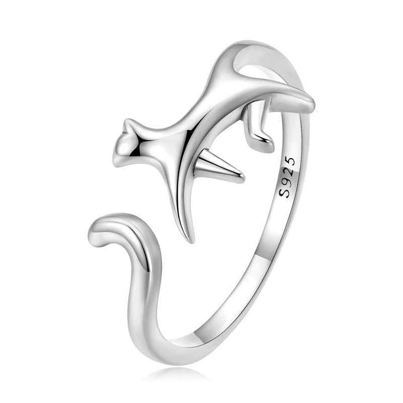 “Playful Pounce” S925 Sterling Silver Cat Open Ring