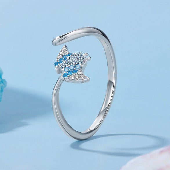 “Azure Ray” S925 Sterling Silver Open Ring
