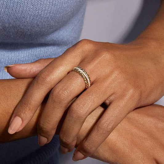 "Golden Harvest" 925 Sterling Silver Wheat-Twist Adjustable Ring