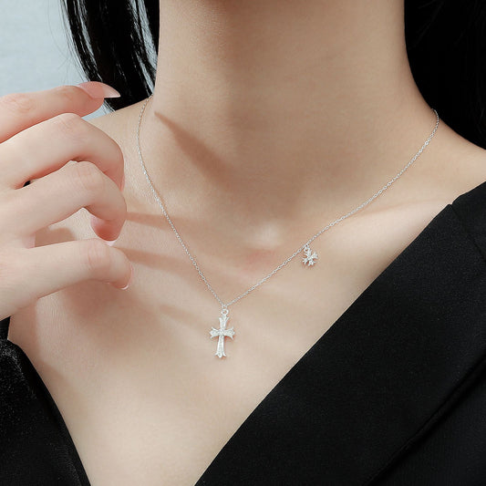 "Doppelkreuz" 999 Reinsilber Halskette – Süß-Cooles Statement