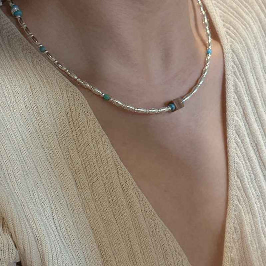 "Turquoise Bead" 925 Sterling Silver Necklace