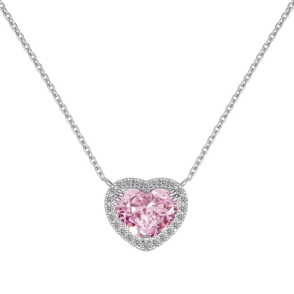 "Crystal Pink Heart" S925 Sterling Silver Jewelry Set