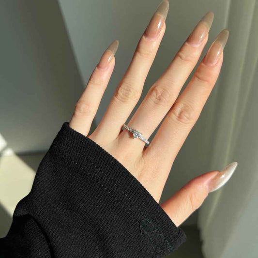 “Heartlit Promise” 925 Sterling Silver 0.5CT Heart Moissanite Ring