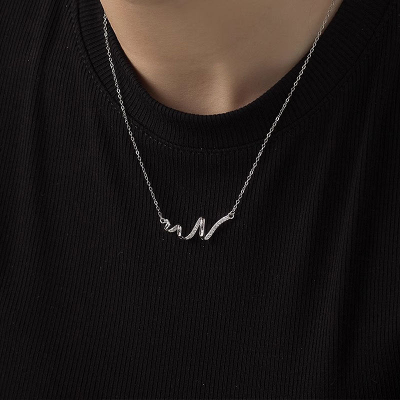 “Wave Whisper” S925 Sterling Silver Irregular Zircon Necklace