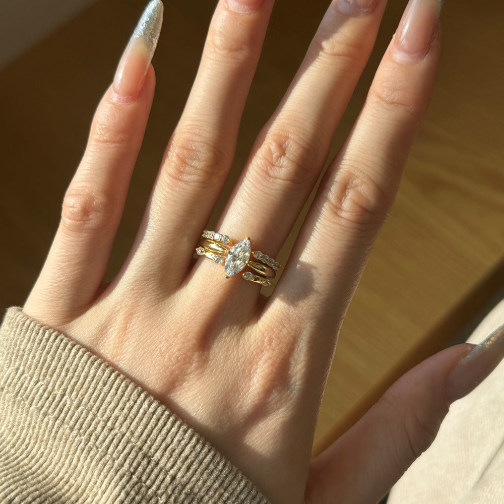 "Marquise Glow" 925 Sterling Silber Stapelringe