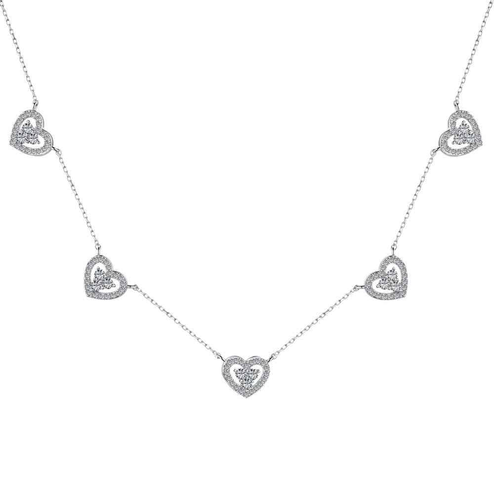 “Heart Symphony” 925 Sterling Silver Multicolor Heart Necklace