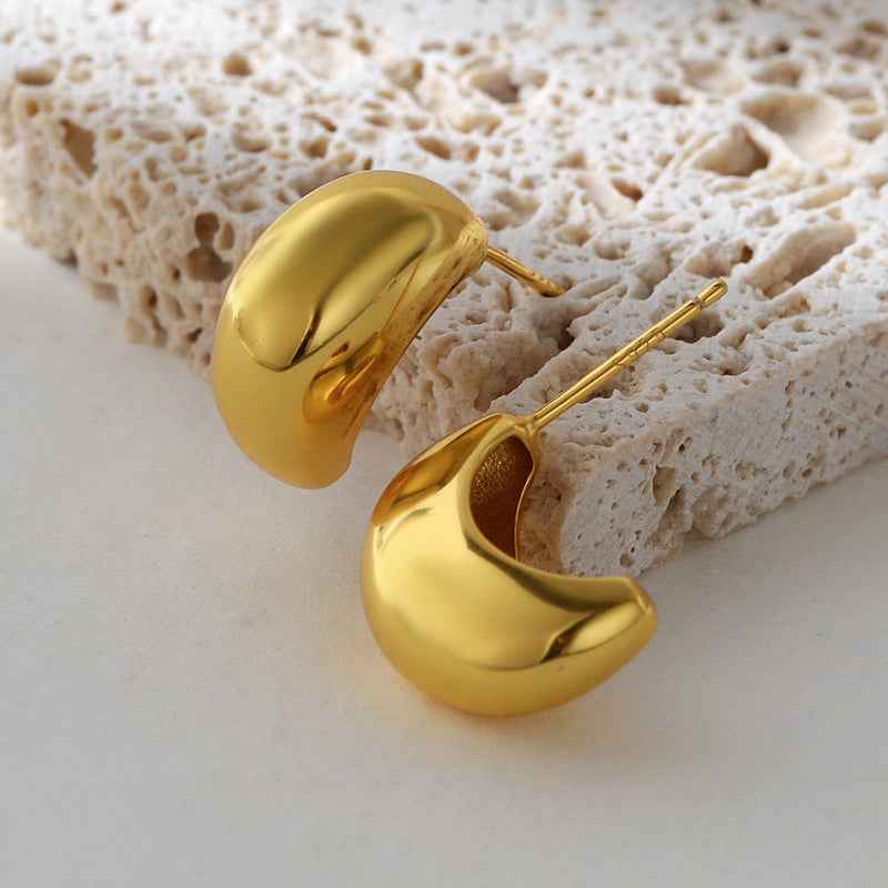 "Molten Gleam" 18K Gold-Plated 925 Sterling Silver Fluid Dome Earrings