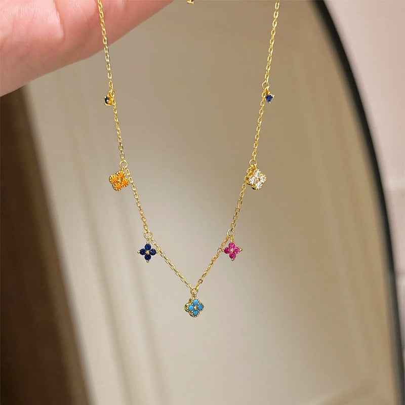 "Bloom of Luck" 925 Sterling Silver Colorful Clover Jewelry Set – Dopamine-Inspired Elegance