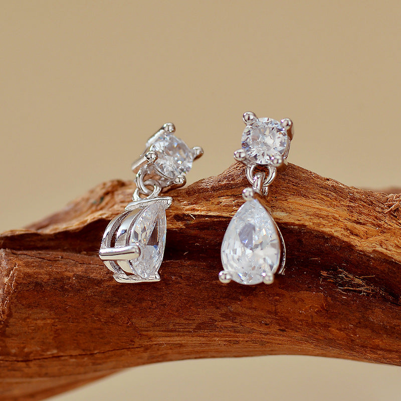 “Aurielle Drop” 925 Sterling Silver Micro Pavé Teardrop Stud Earrings