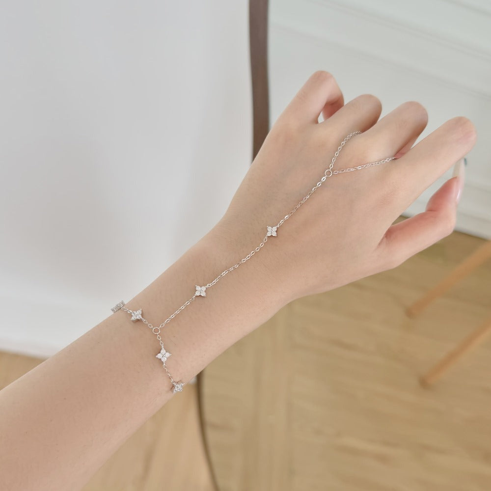 "Grace Link" S925 Sterling Silver Finger-Linked Bracelet