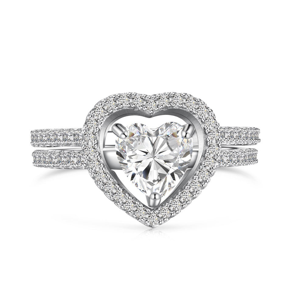"Herzduett" 925 Sterling Silber Stapelring-Set