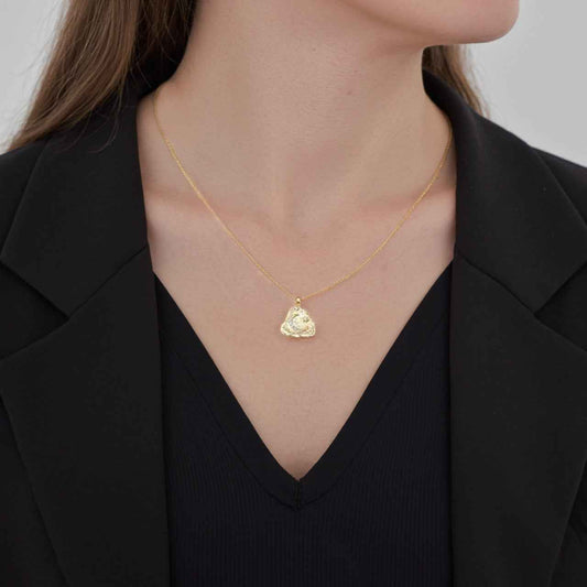 "Moonlit Muse" 925 Sterling Silver Textured Crescent Necklace