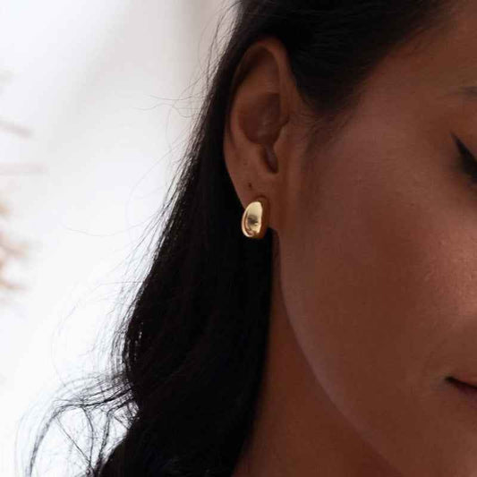 "Molten Gleam" 18K Gold-Plated 925 Sterling Silver Fluid Dome Earrings
