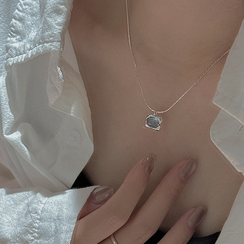 "Ocean Breeze" S925 Sterling Silver Aquamarine Necklace