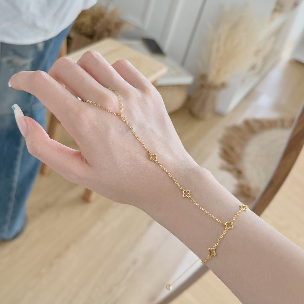 "Lucky Grace" S925 Sterling Silver Finger-Linked Bracelet