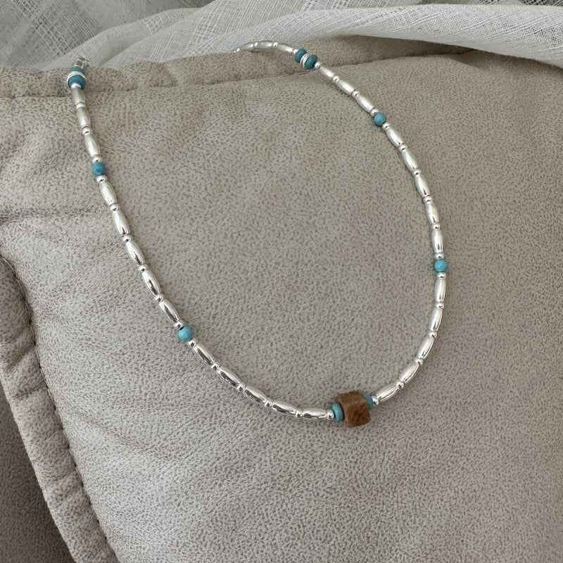 "Turquoise Bead" 925 Sterling Silver Necklace