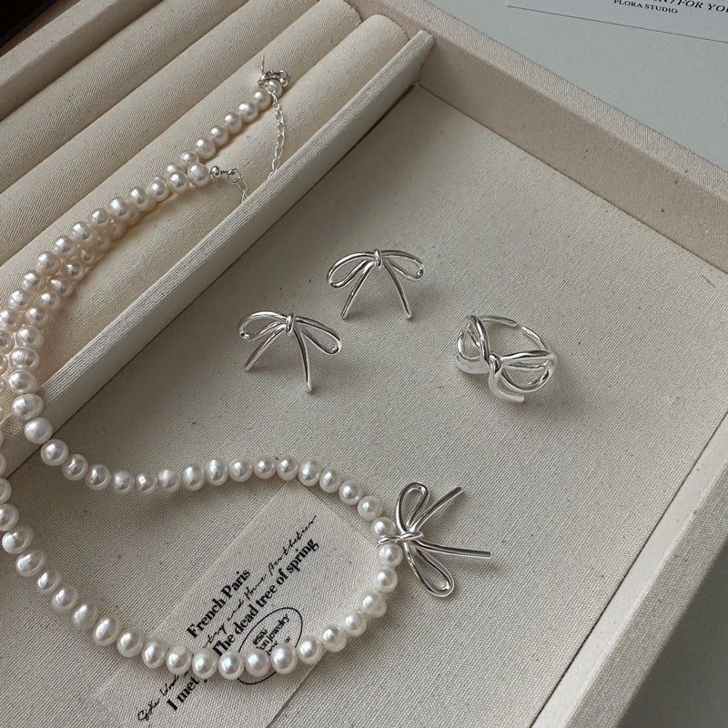"Bow Elegance" 925 Sterling Silver Jewelry Set