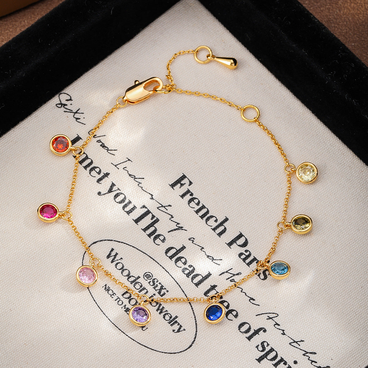 Celeste Drop Eco-Friendly Copper 18K Gold Plated Color Crystal Charm Bracelet