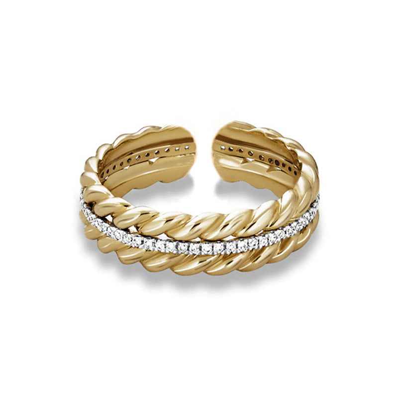 "Golden Harvest" 925 Sterling Silver Wheat-Twist Adjustable Ring