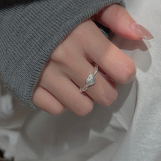 “Tender Heart” 925 Sterling Silver Open Heart Rope Ring
