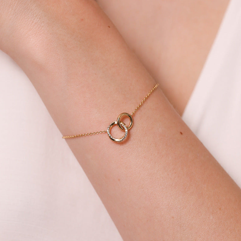 “Circle Glow” S925 Sterling Silver Zircon Double Ring Bracelet