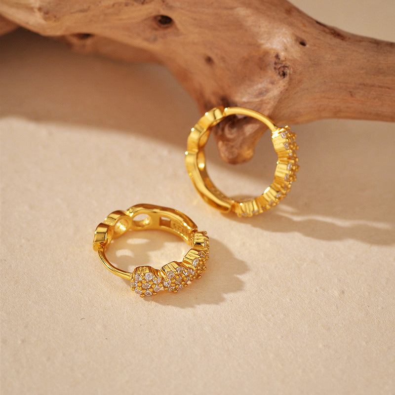 "Petal Glow" 925 Sterling Silver Pavé Cluster Hoop Earrings