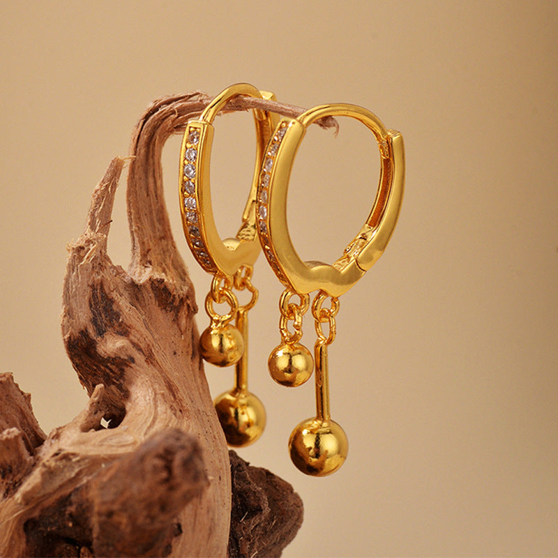 “Silent Line” 925 Sterling Silver Pavé Huggie Drop Earrings