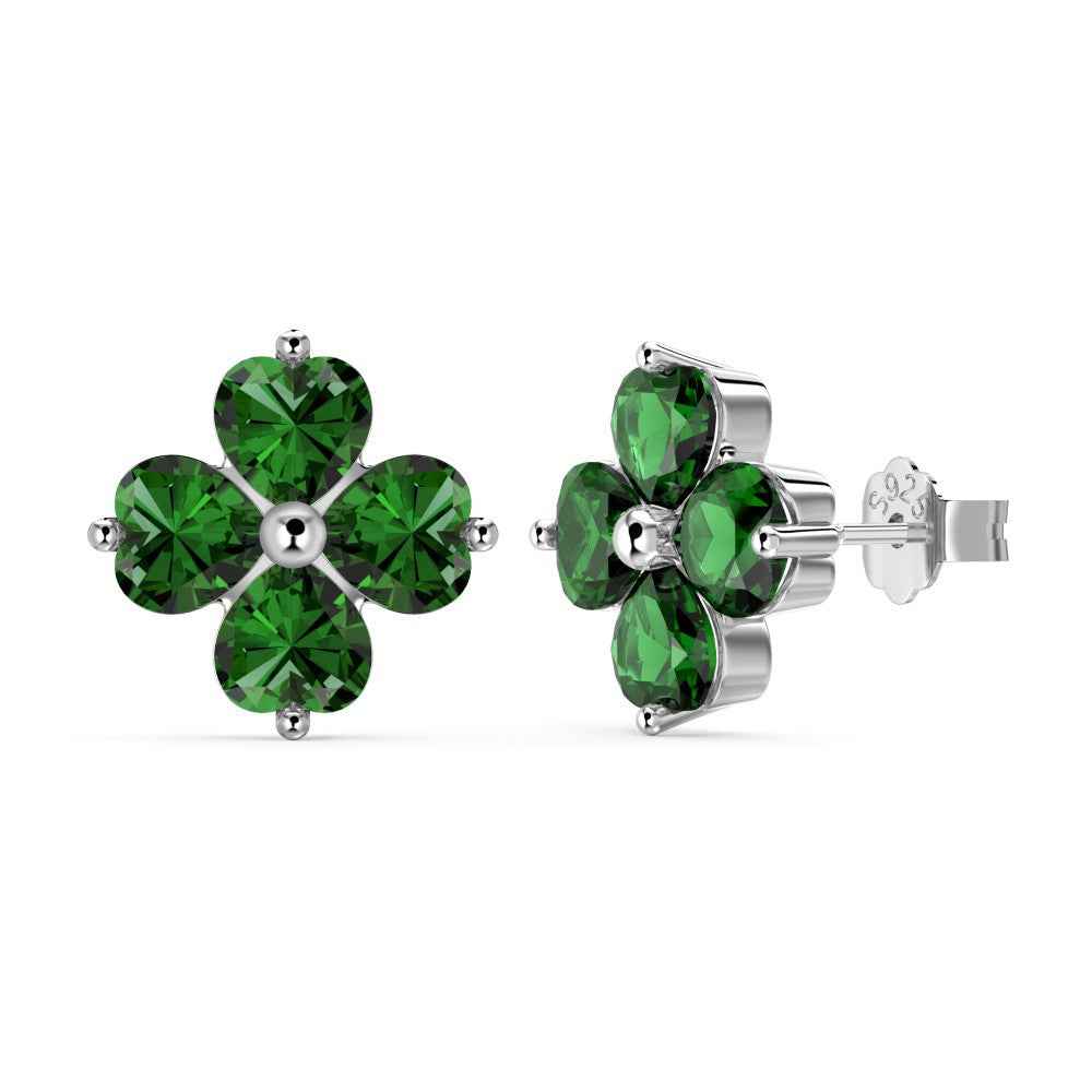 "Sakura Heart" 925 Sterling Silver Green Zircon Jewelry Set