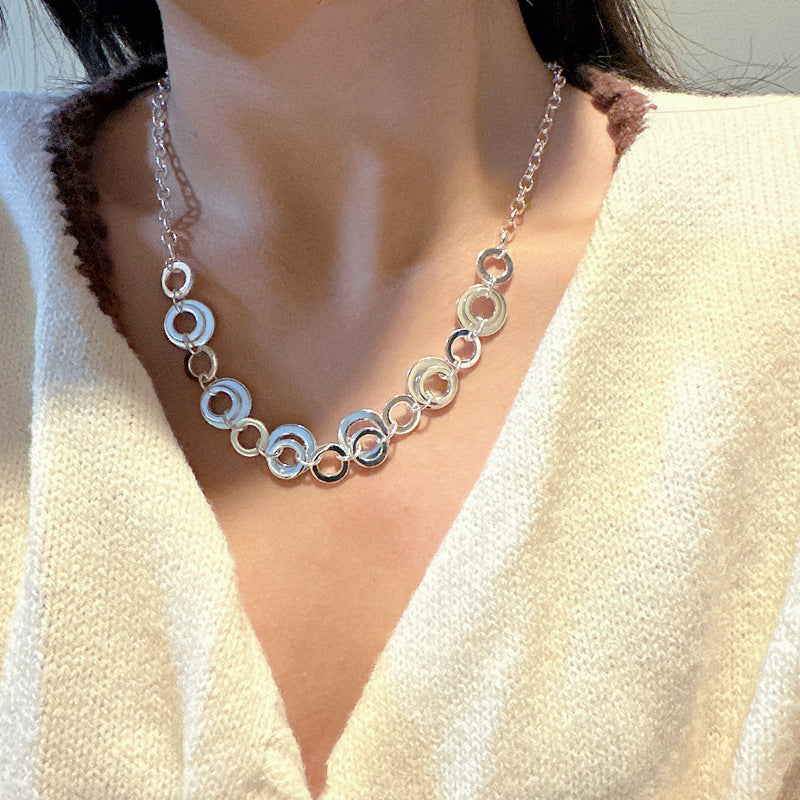 "Linked Circles" 925 Sterling Silver Necklace & Bracelet Set