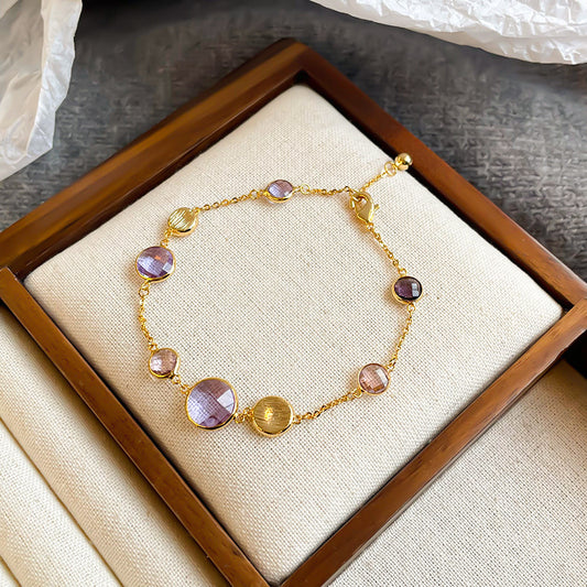 Amber Halo Eco-Friendly Copper 18K Gold Plated Crystal Bracelet