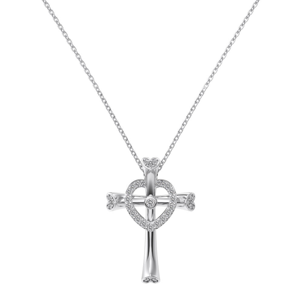 "Divine Heart" S925 Sterling Silver Dual Pendant Necklace