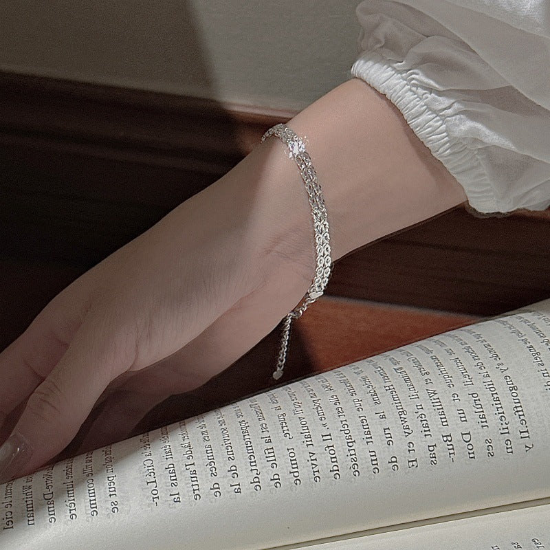 "Lace Geometry" S999 Sterling Silver Double-Strand Bracelet