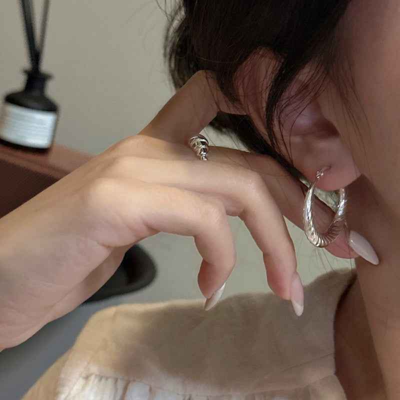 Twist Horn 925 Sterling Silver Hoop Earrings